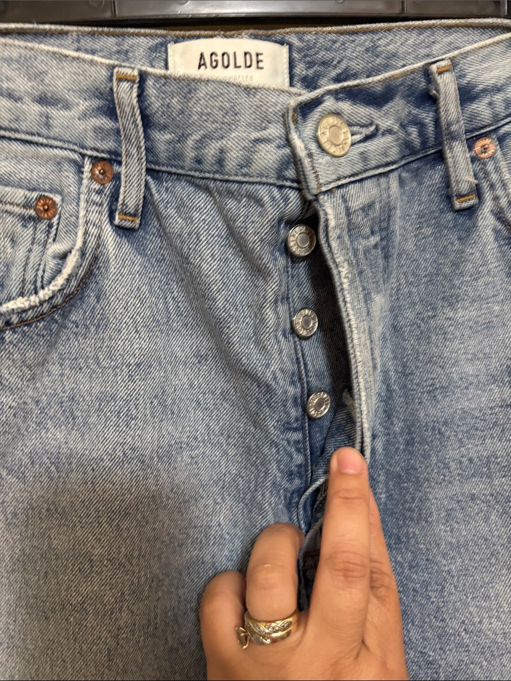 Agolde Light Wash High-Rise Straight Crop Jeans - Picture 2 of 7
